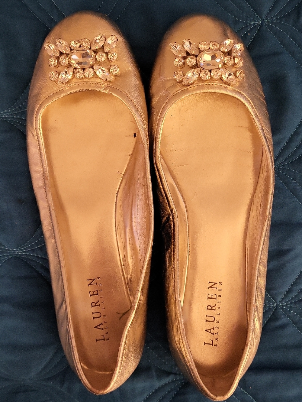 Lauren Ralph Lauren Rose Gold Jeweled Ballet Flats